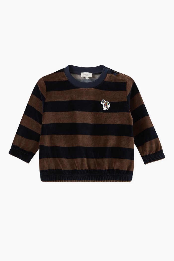 

Zebra Logo Striped Sweatshirt in Cotton Blend, Multicolour