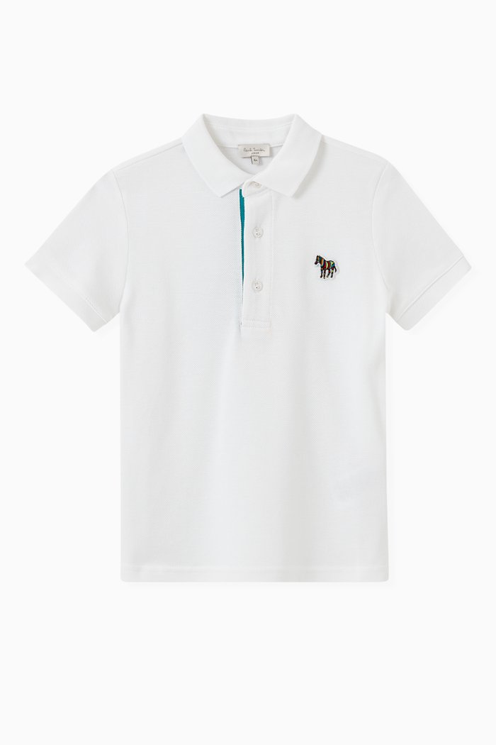

Zebra Logo Polo Shirt in Cotton Piqué, White