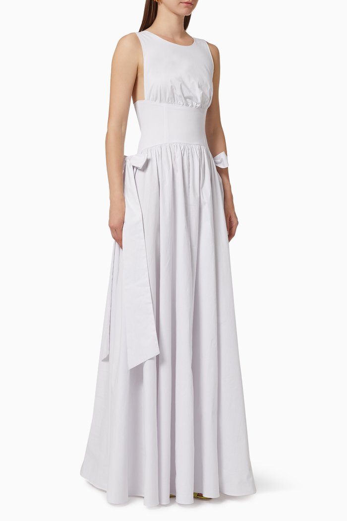 

Hadasa Corset Maxi Dress in Stretch Cotton, White