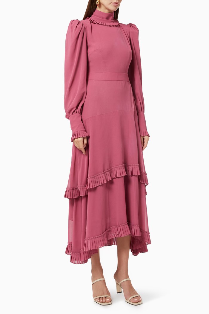 

Adriana Turtleneck Dress in Chiffon, Pink