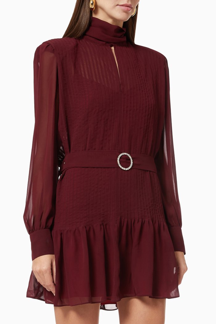 

Kelsey Mini Dress in Chiffon, Burgundy