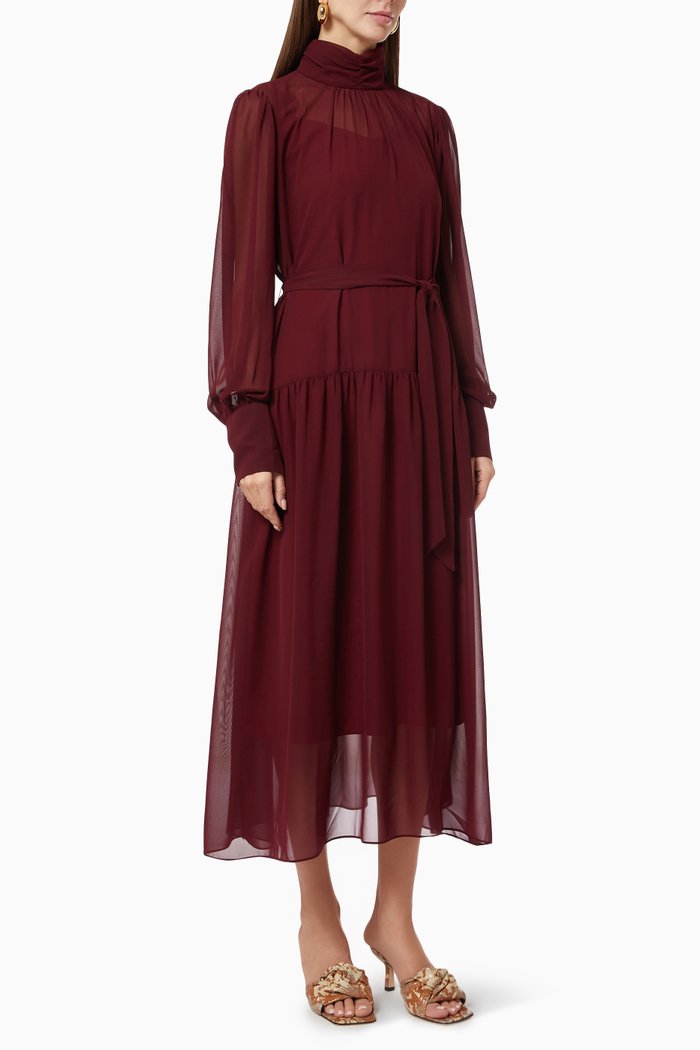 

Cara Maxi Dress in Chiffon, Burgundy