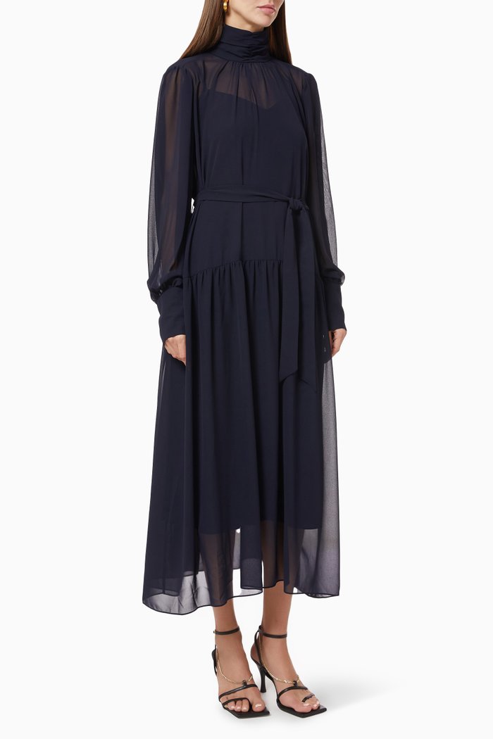 

Cara Maxi Dress in Chiffon, Blue