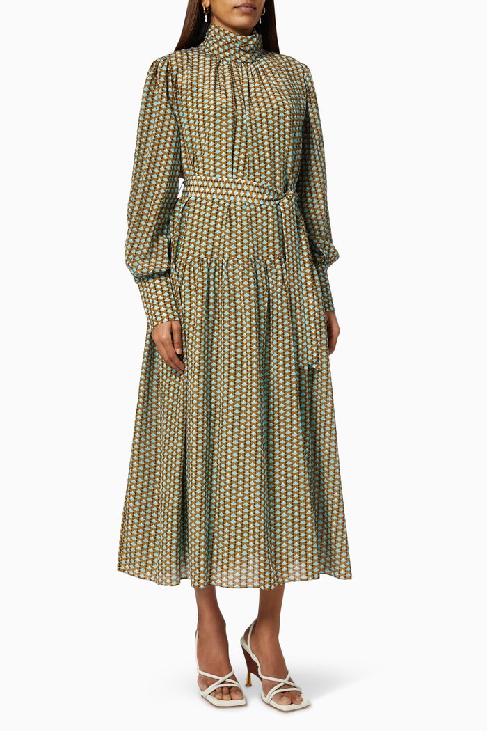 

Cara Maxi Dress in Silk, Multicolour