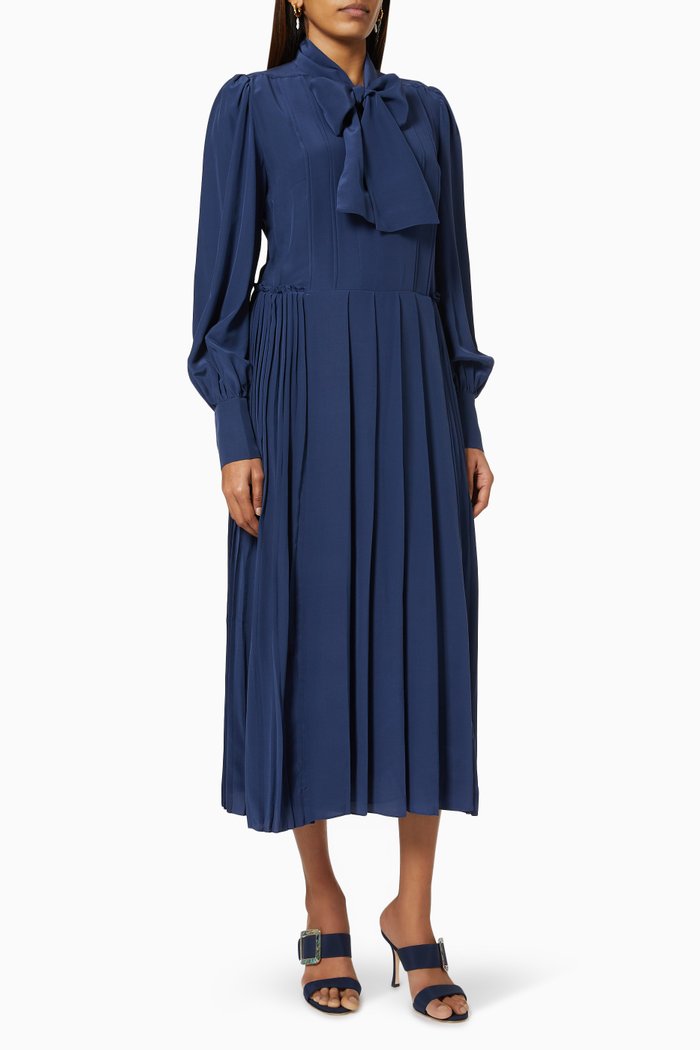 

Mimosa Midi Dress in Silk, Blue