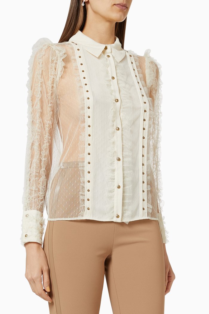 

Plumetis Lace Blouse, White