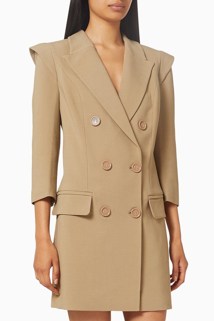 Coat Style Dress in Crêpe, Brown