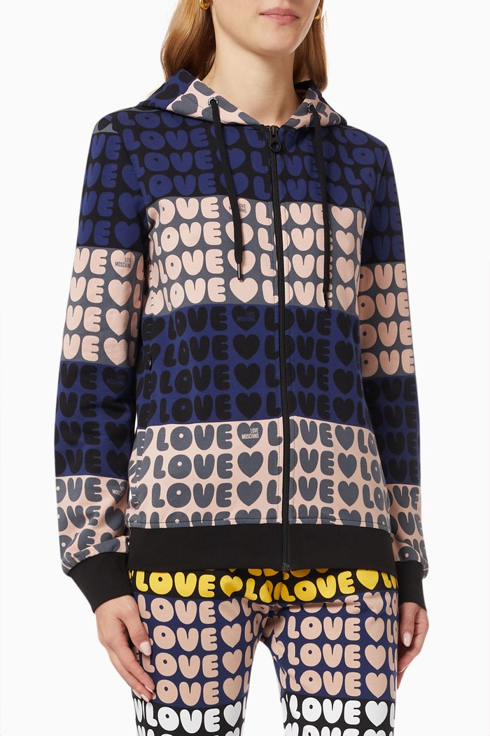 Allover Love Sweatshirt in Stretch Jersey, Multicolour