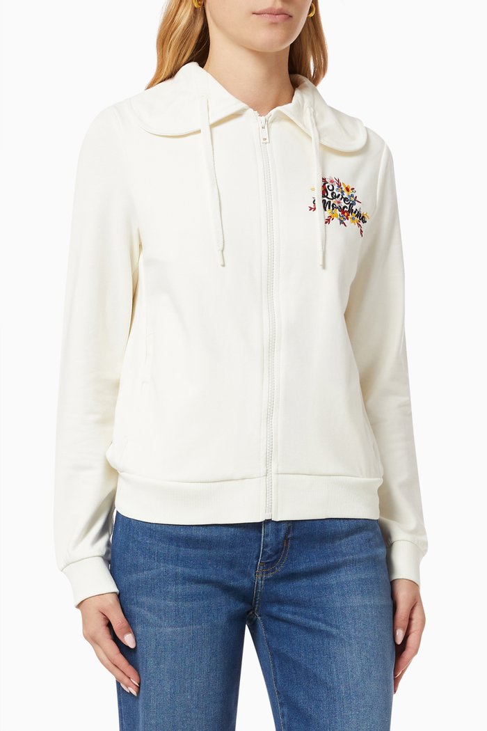 

Logo Print Hooded Sweatshirt in Cotton, White