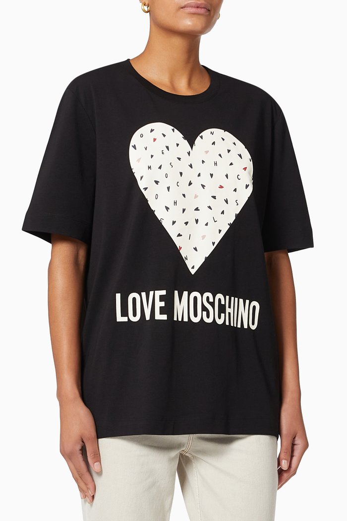 

Heart Logo T-shirt in Cotton, Black