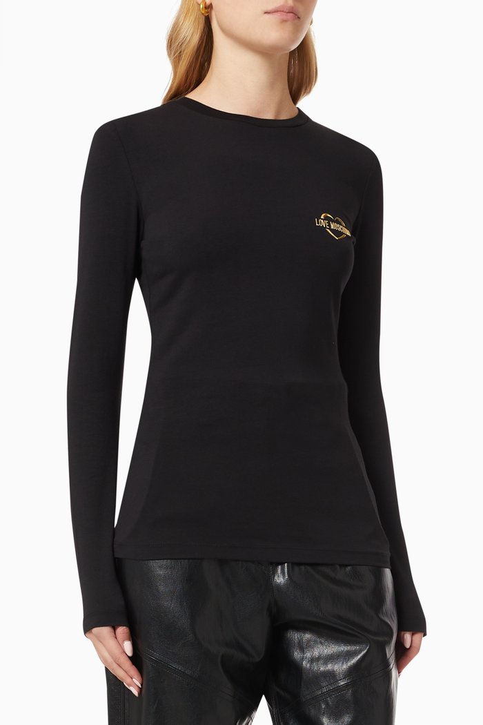 

Heart Logo T-shirt in Cotton, Black