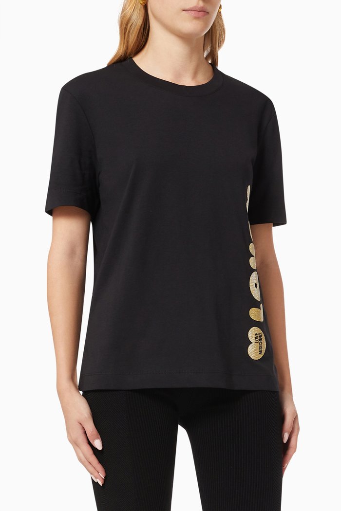 

Logo Print T-shirt in Cotton, Black