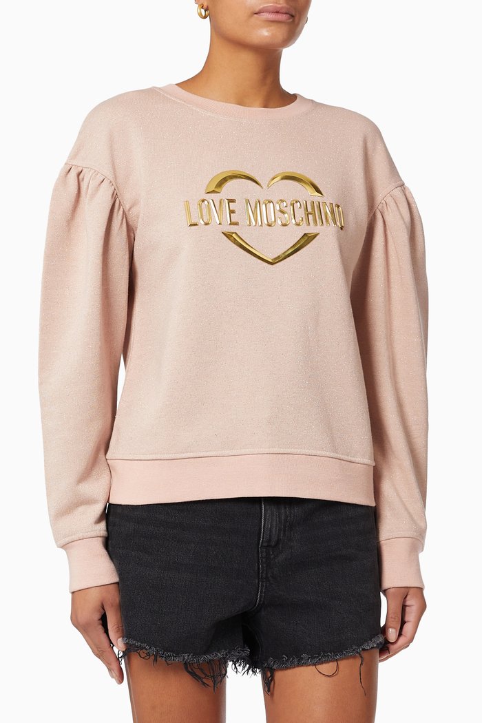 

Heart Logo Sweatshirt in Cotton, Pink