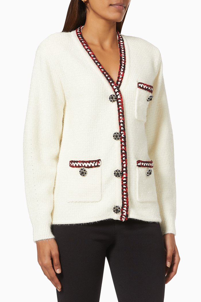 

Cardigan in Metallic Knit, Neutral