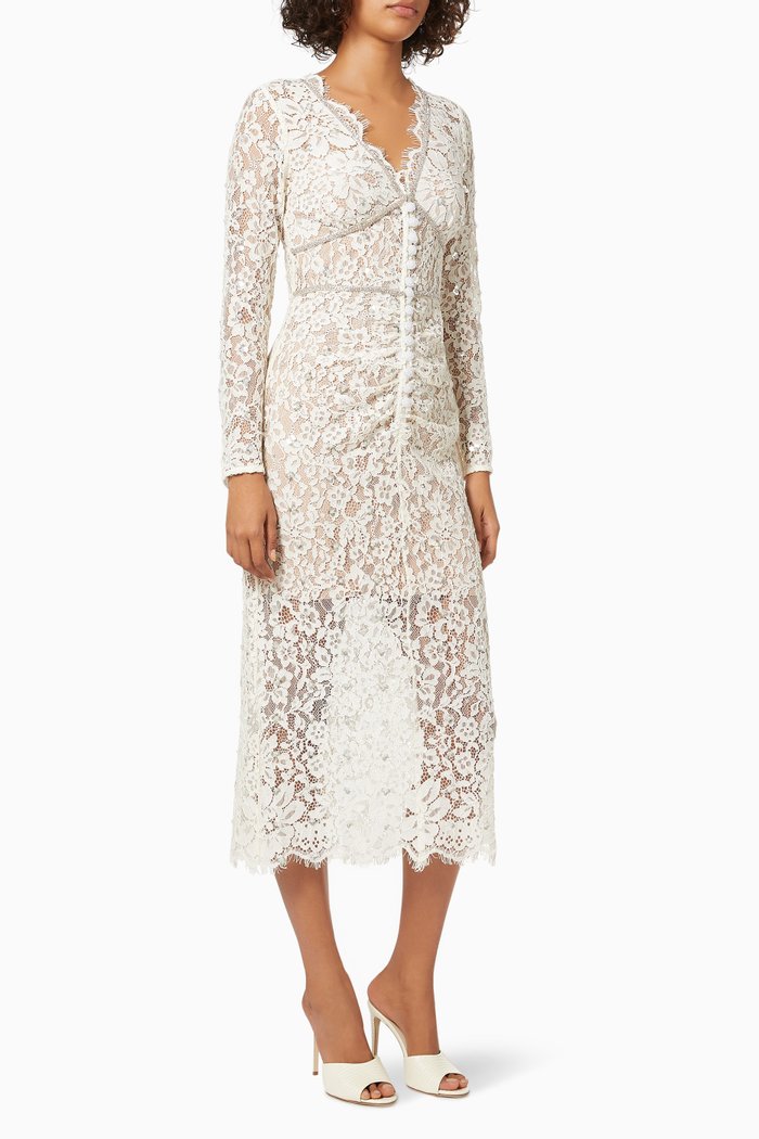 

Embellished Midi Dress in Cord Lace, Neutral