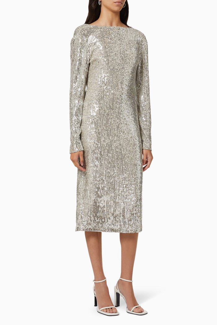 

Vladislav Sequin Embellished Dress in Tulle, Neutral
