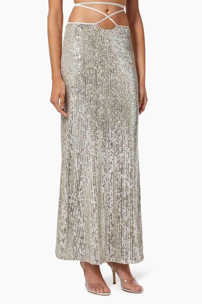 

Boyd Skirt in Sequin Embellished Tulle, Silver