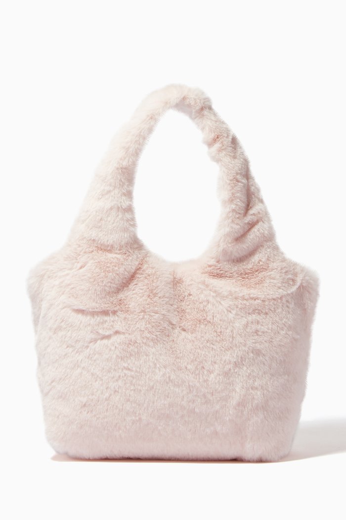 

Fluffy Tote Bag in Faux Fur, Pink