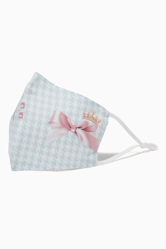 

Roses & Teddy Bear Face Mask in Cotton, Green