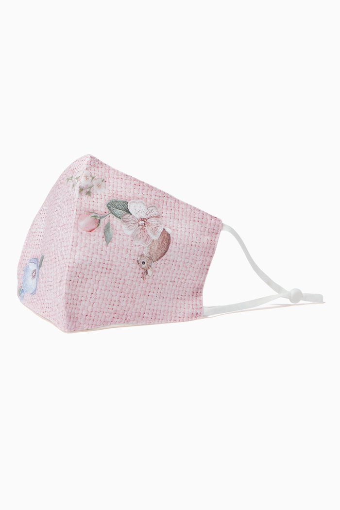 

Roses & Teddy Bear Face Mask in Cotton, Pink