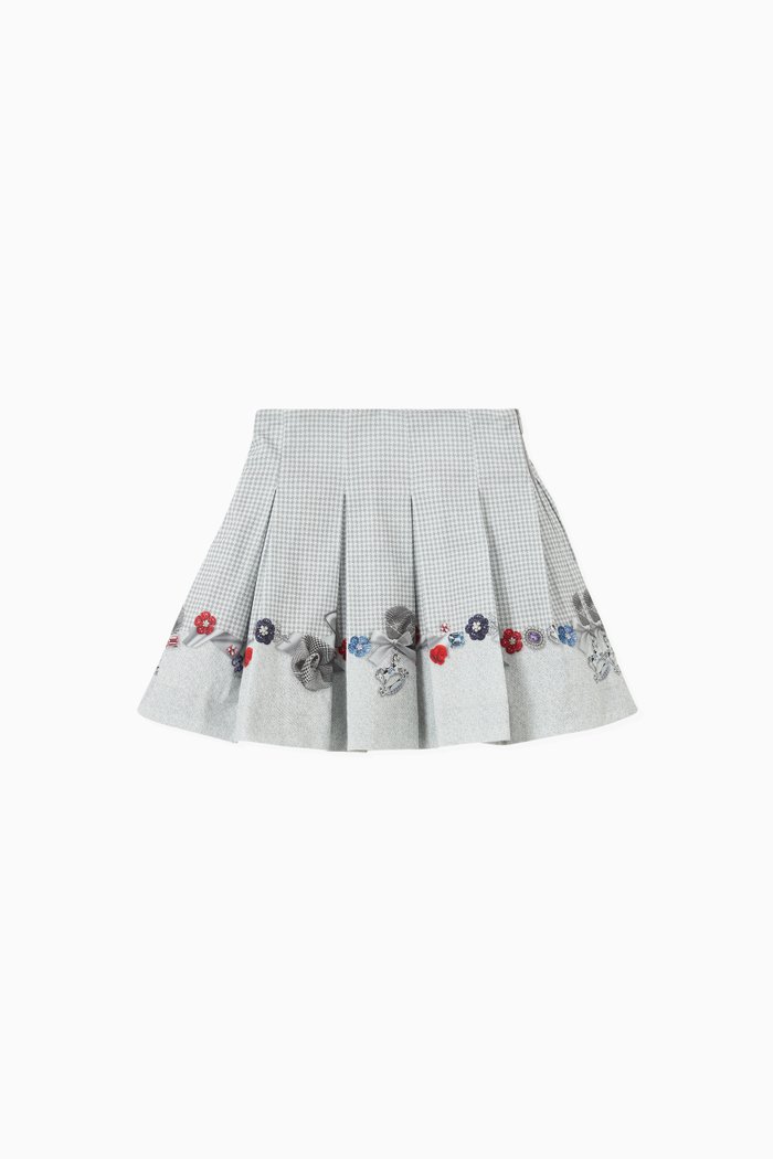 

Roses & Bow Skirt in Cotton, Grey