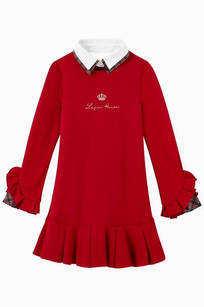 

Collar Dress in Cotton, Red