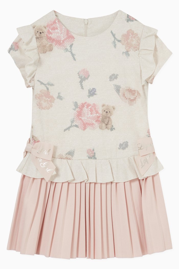 

Teddy Bear & Roses Sequins Frill Dress, Pink
