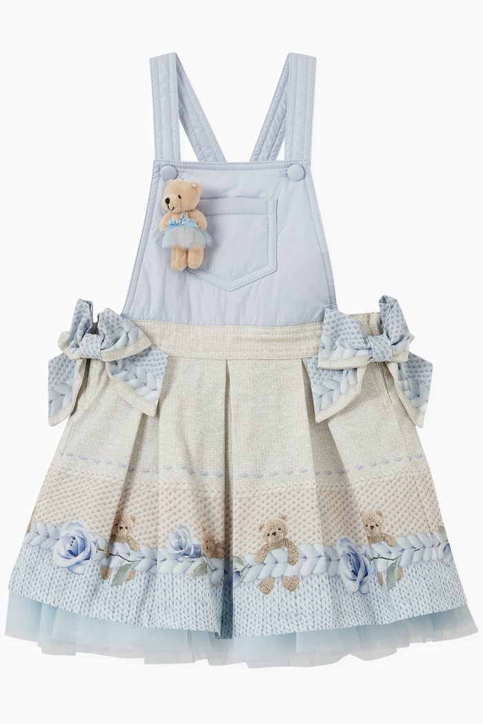 

Roses & Teddy Bear Pinafore Dress in Nylon, Blue
