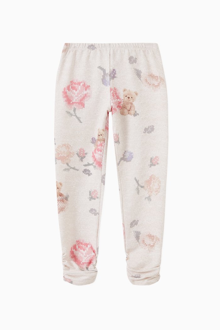 All-over Print Leggings in Cotton, Pink