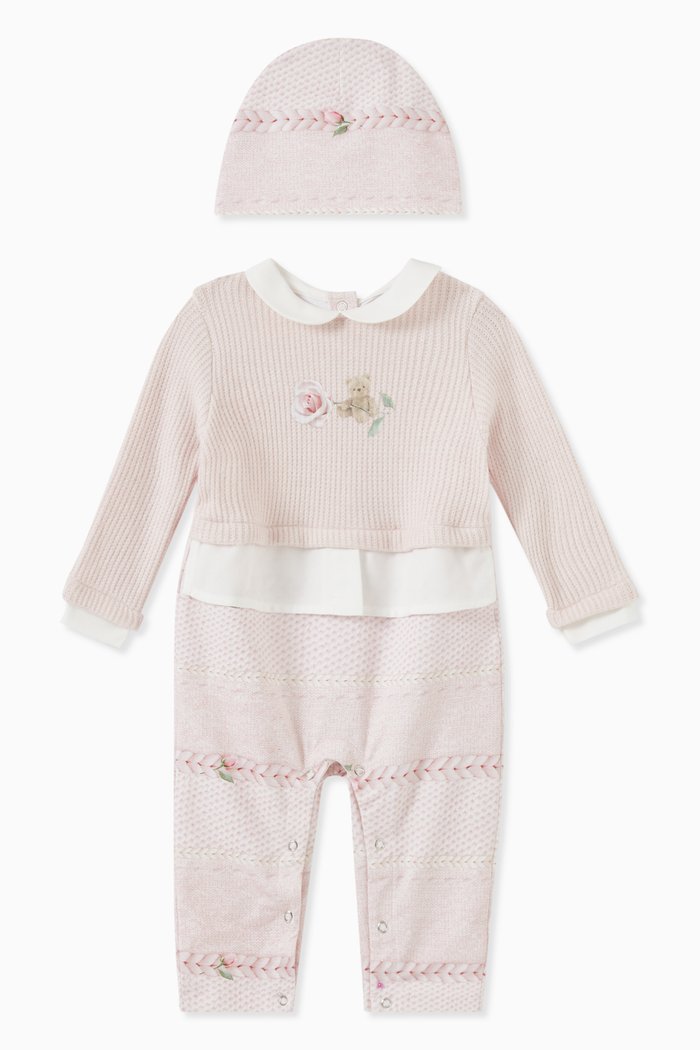Bunny Pyjama & Hat Set in Cotton, Pink