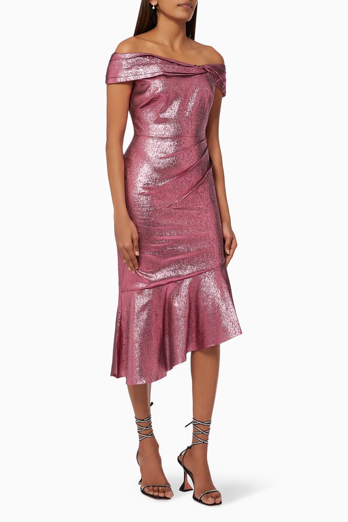 

Ariah Dress in Metallic Lamé, Purple