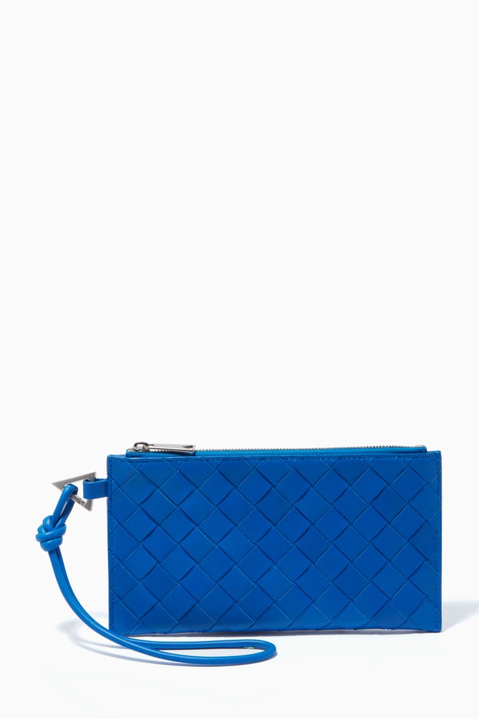 

Bill Pouch in Intrecciato Calfskin, Blue
