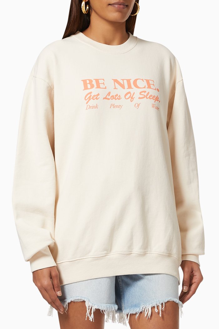 

Be Nice Crewneck Sweatshirt in Cotton, Neutral