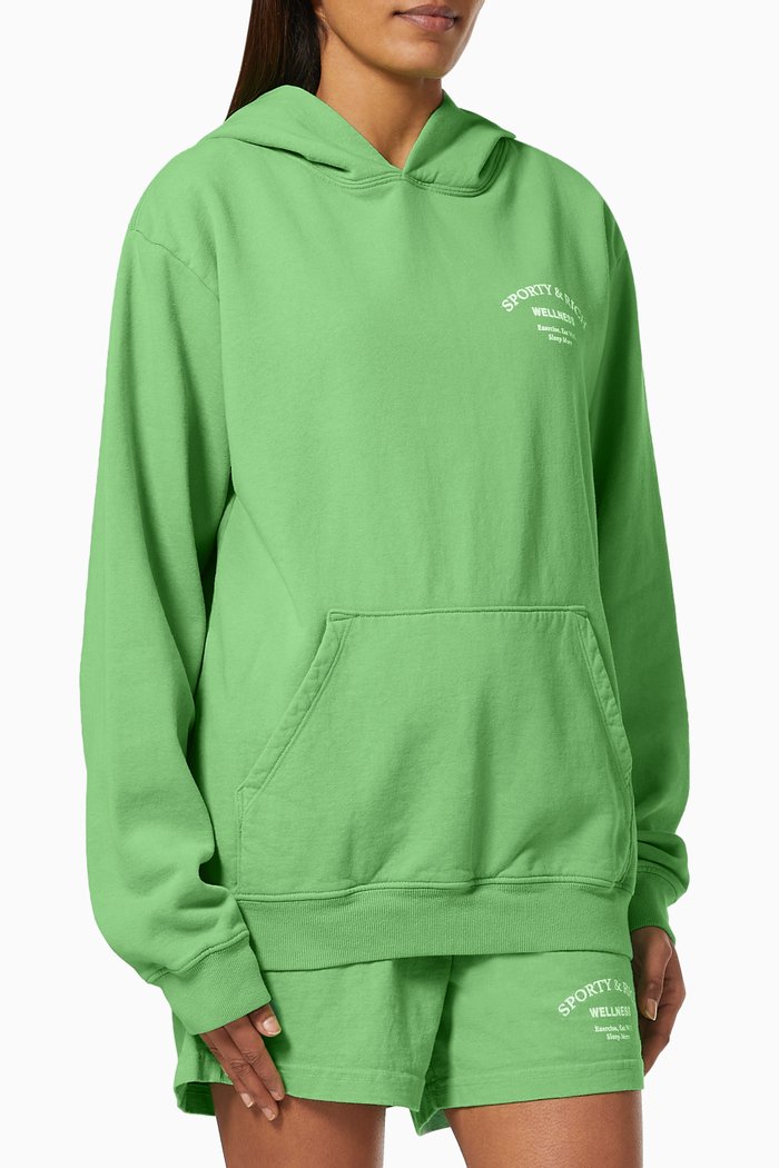 Wellness Studio Hoodie in Cotton, Green