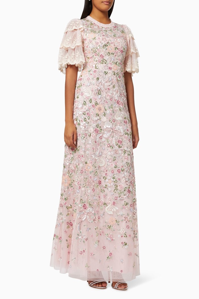 

Odette Gown in Sequinned & Embroidered Tulle, Pink