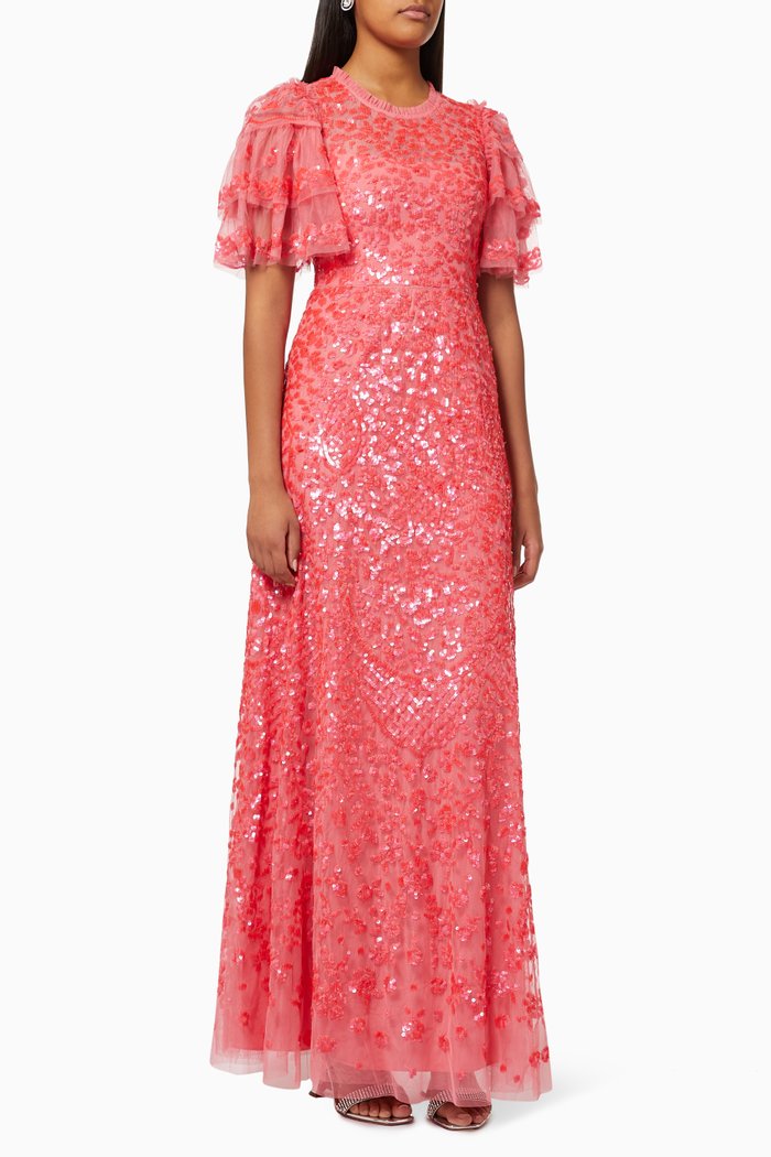 Seren Gown in Sequinned Tulle, Pink
