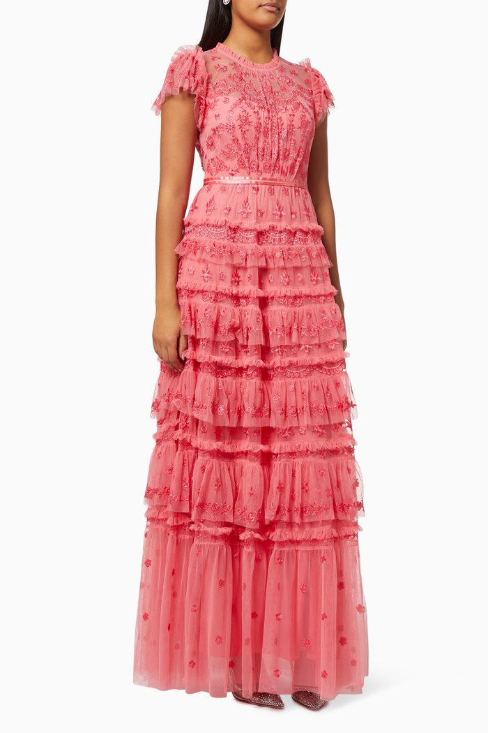 

Darcy Gown in Embroidered Tulle, Pink