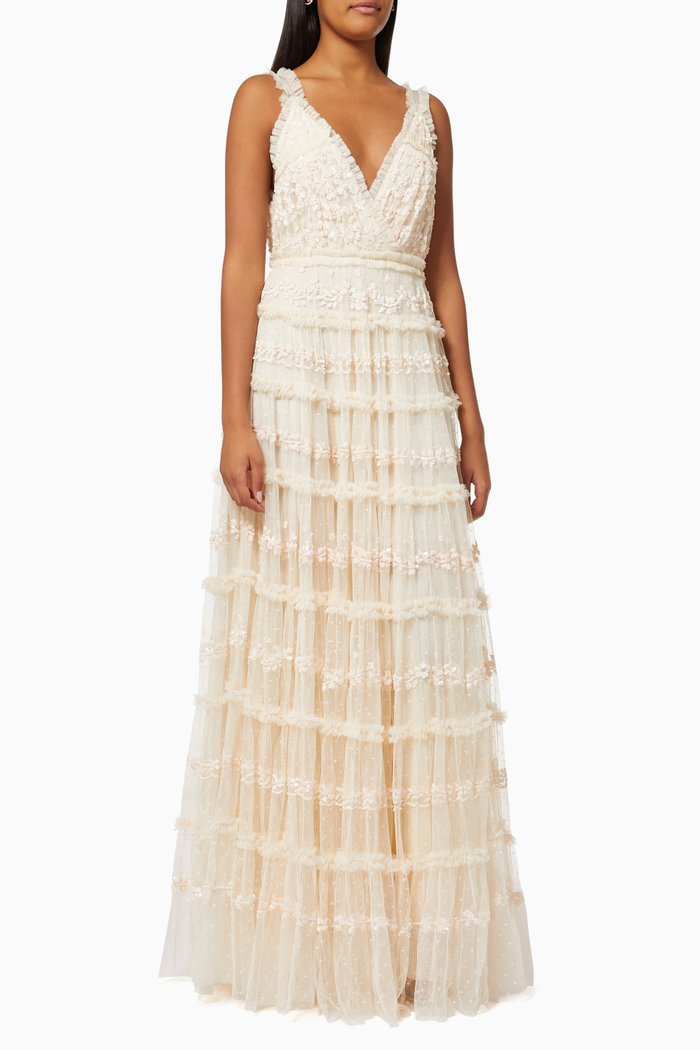 

Eve Sequin Cami Gown in Kisses Tulle, Neutral