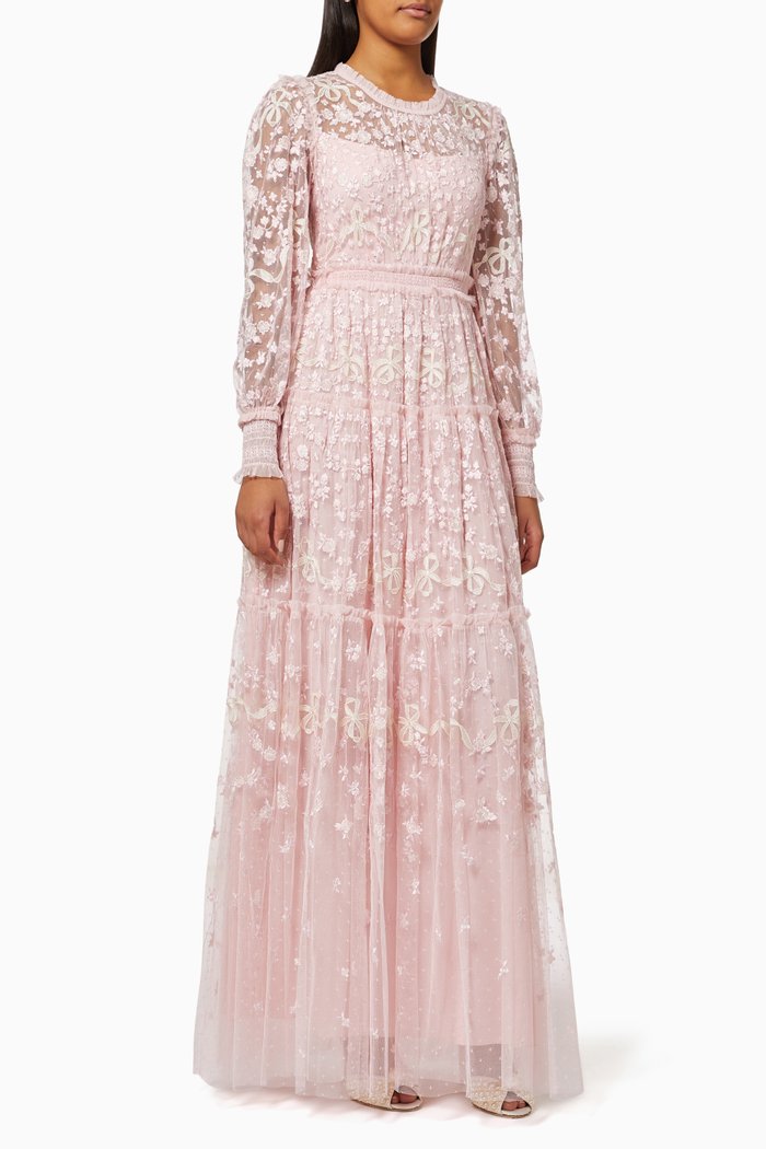 

Emilana Gown in Embroidered Kisses Tulle, Pink