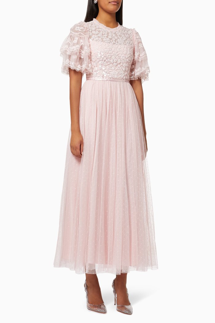 

Seren Ankle Gown with Sequinned Bodice in Kisses Tulle, Pink
