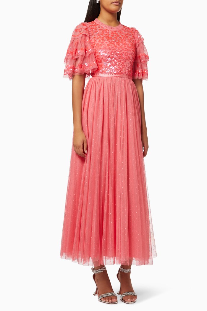

Seren Ankle Gown with Sequinned Bodice in Kisses Tulle, Pink