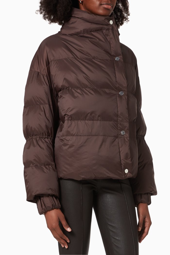 Ember Padded Jacket in Recycled Nylon, Brown