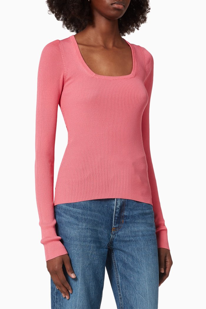 

Serena Top in Rib-knit Viscose, Pink