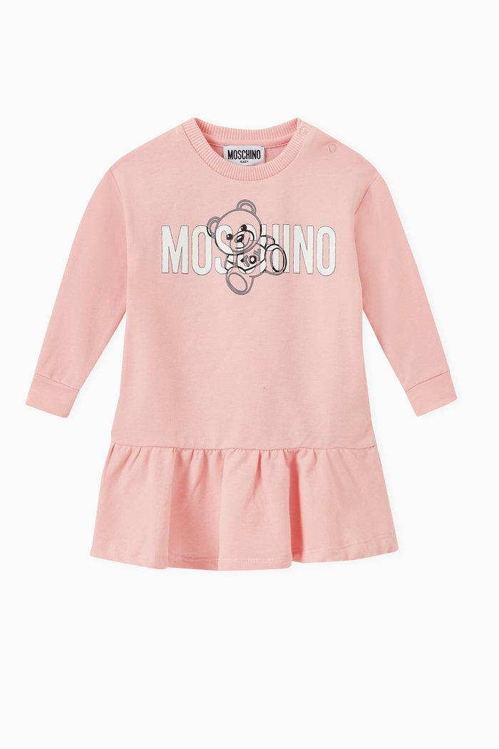 

Teddy Bear Logo Dress in Cotton, Pink