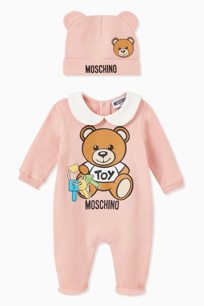 

Teddy Bear Romper with Hat in Cotton Jersey, Pink