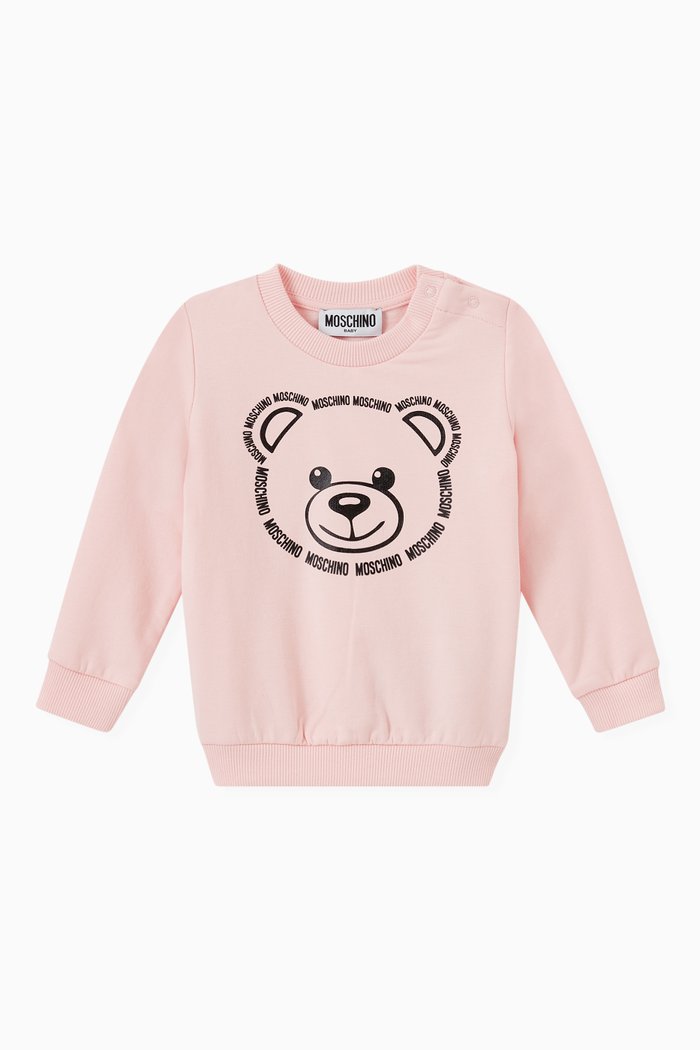 

Teddy Bear Logo Sweatshirt in Cotton, Pink