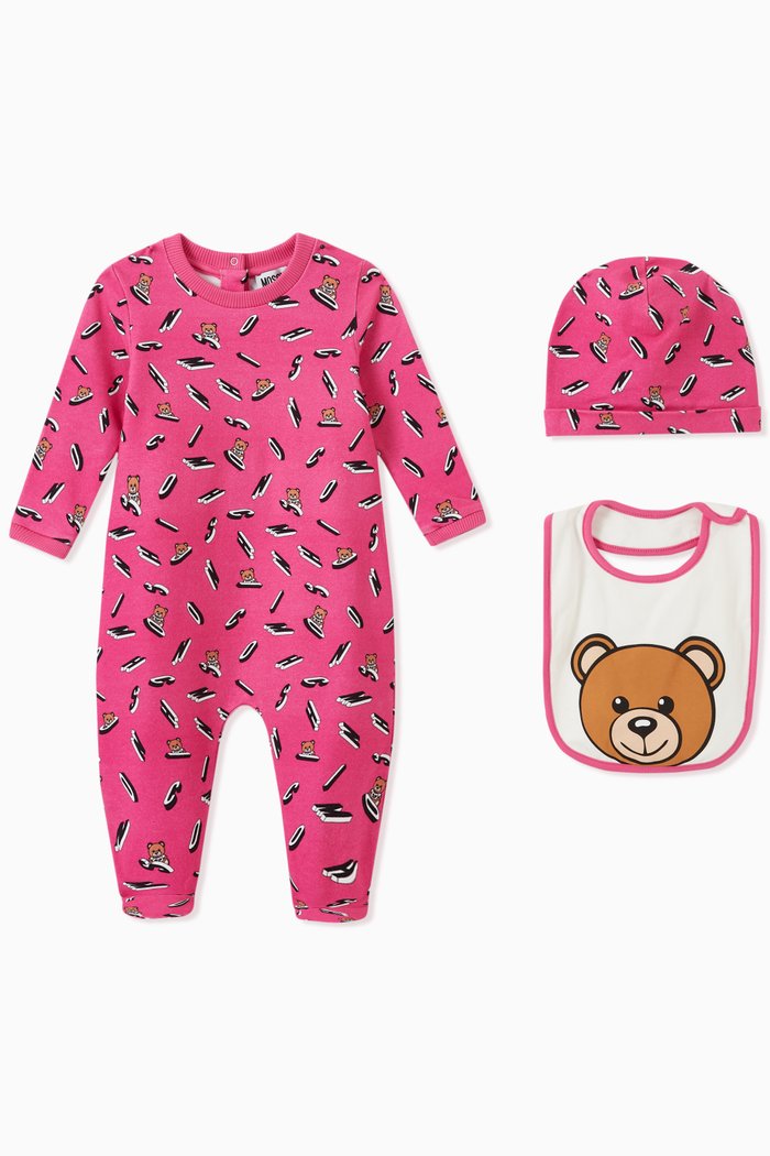 

Logo Print Babysuit Set in Cotton, Pink