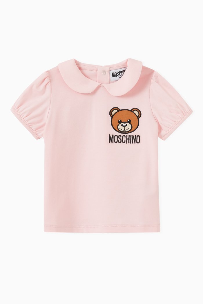 

Teddy Bear Puff Sleeves T-shirt in Cotton, Pink