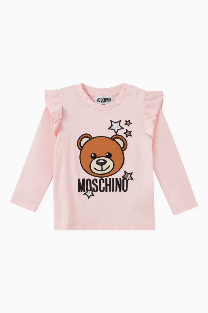

Teddy Bear Print Blouse in Cotton, Pink