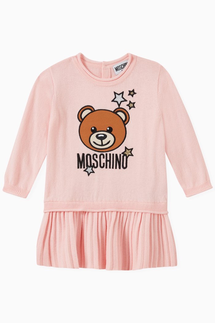 Glitter Star Sweatshirt Dress in Cotton, Pink